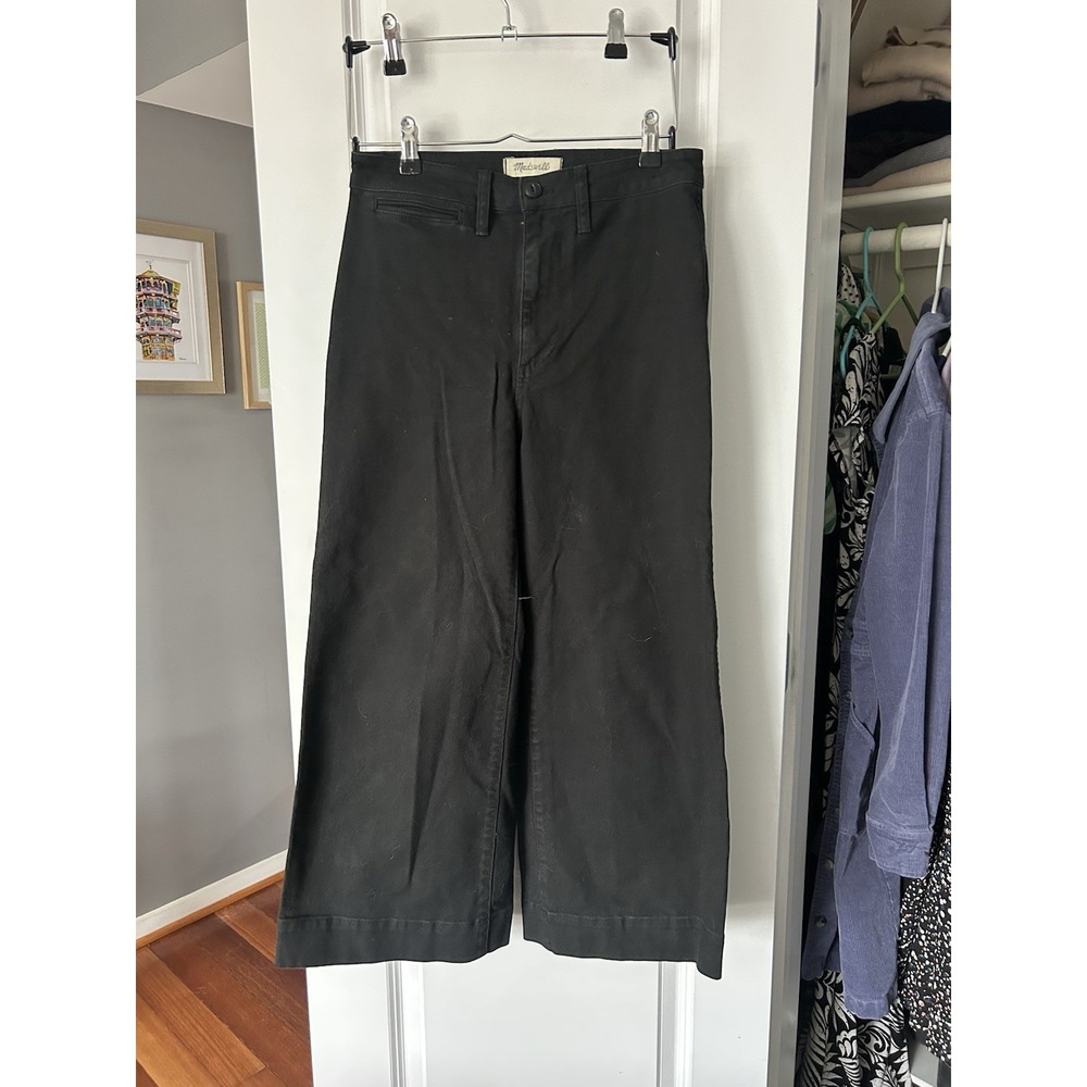 Madewell Emmett Wide-Leg High-Waist Crop Jeans Size 26 Washed Black